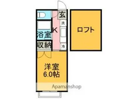 クラシカル姫子3号棟(1K/1階)の間取り写真