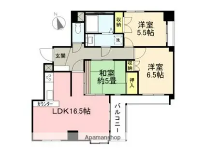 不二マンション(3LDK/9階)の間取り写真