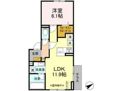 D-ROOM松戸新田445MK(1LDK/1階)の間取り写真