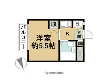 コーポ・ワタナベ(1K/3階)の間取り写真