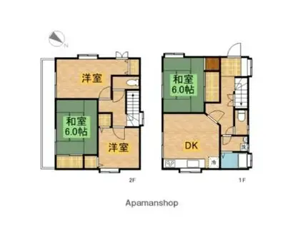 JR中央線 八王子駅 バス乗車時間：13分 道の駅八王子滝山入口バス停で下車 徒歩6分 2階建 築30年(4DK)の間取り写真