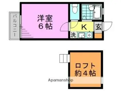 JR総武線 高円寺駅 徒歩10分 2階建 築33年(1K/1階)の間取り写真