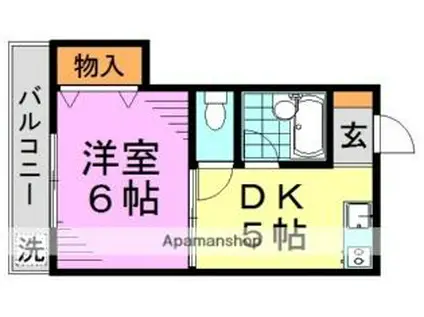 JR中央線 阿佐ケ谷駅 徒歩6分 2階建 築40年(1DK/1階)の間取り写真
