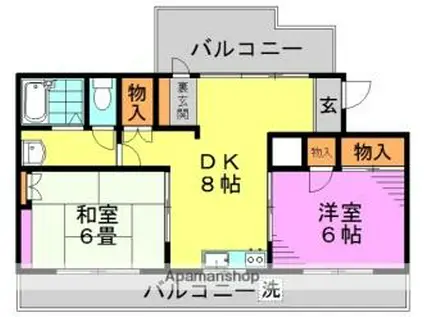 JR中央線 高円寺駅 徒歩8分 4階建 築52年(2DK/4階)の間取り写真