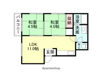 富山地方鉄道上滝線 大泉駅(富山) 徒歩20分 3階建 築37年(2LDK/3階)の間取り写真