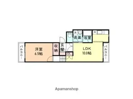 JR氷見線 越中中川駅 徒歩14分 3階建 築30年(1LDK/1階)の間取り写真