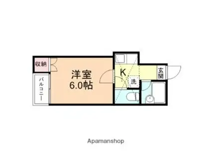 万葉線 能町口駅 徒歩3分 2階建 築31年(1K/1階)の間取り写真