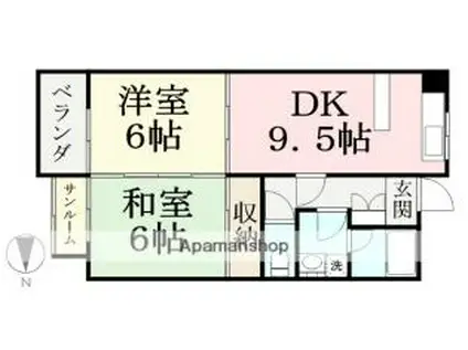 ウェステージ木田(2DK/2階)の間取り写真