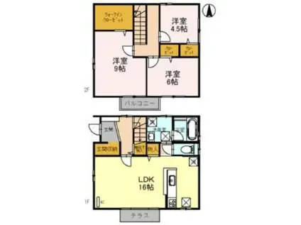 福井県福井市 2階建 築7年(3LDK)の間取り写真