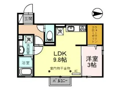 クレシア山総II(1LDK/2階)の間取り写真