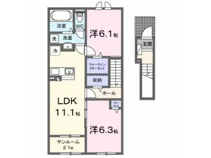 ウェルス サウンド ウエスト(2LDK/2階)の間取り写真