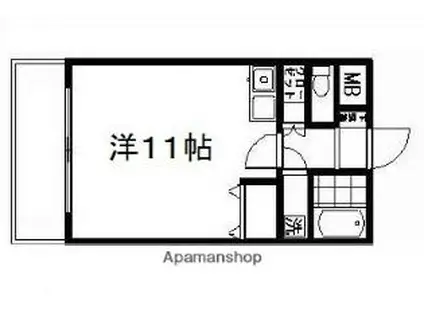 JR身延線 善光寺駅 徒歩4分 4階建 築33年(ワンルーム/2階)の間取り写真