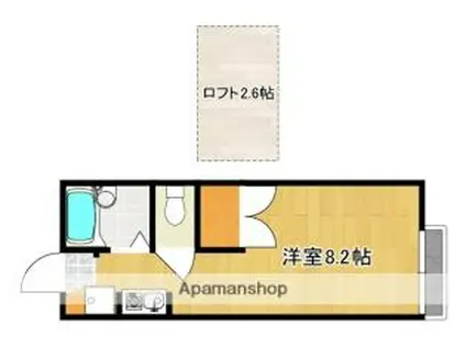 ドミール千塚(ワンルーム/2階)の間取り写真
