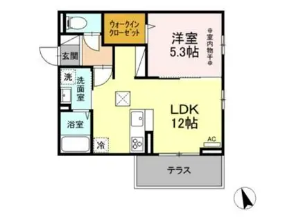 DーROOM清水新居II(1LDK/1階)の間取り写真