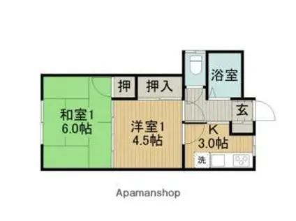 山田アパート(2K/1階)の間取り写真