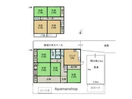 JR中央本線 瑞浪駅 バス乗車時間：14分 堀越バス停で下車 徒歩12分 2階建 築40年(7SLDK)の間取り写真