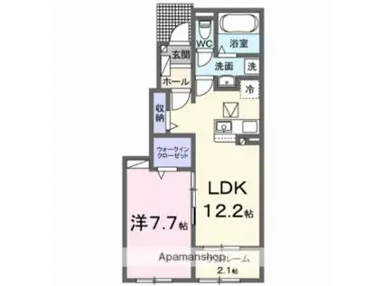 サニーレジデンス 南小田(1LDK/1階)の間取り写真