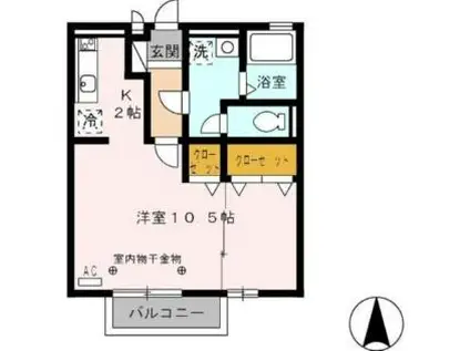 メゾン左富士B(1K/2階)の間取り写真