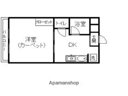 JR東海道新幹線 新富士駅(静岡) 徒歩34分 4階建 築27年(1DK/3階)の間取り写真