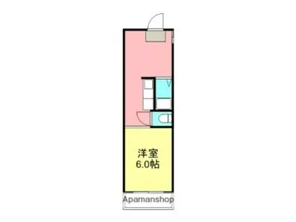 川村西本町マンション(1DK/1階)の間取り写真