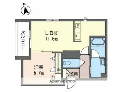 JR東海道本線 沼津駅 徒歩7分 3階建 築2年(1LDK/2階)の間取り写真
