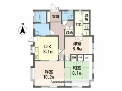 JR身延線 富士宮駅 バス乗車時間：20分 スポーツ公園バス停で下車 徒歩3分 1階建 築29年(3DK)の間取り写真