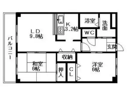 リバーホーム桜作(2LDK/1階)の間取り写真