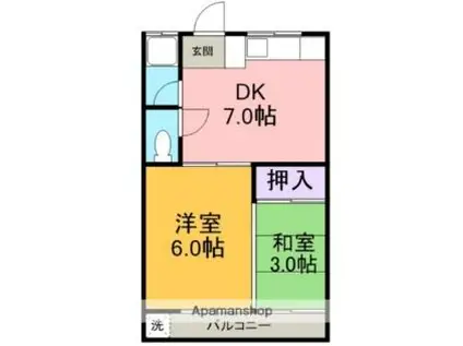 第1マンション龍(2DK/2階)の間取り写真