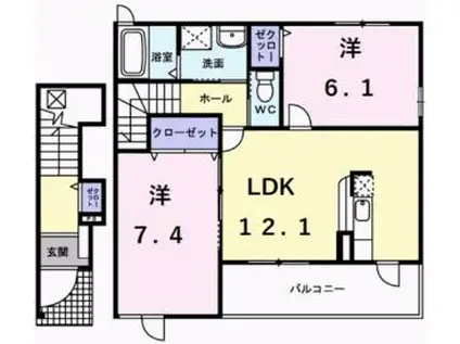 マーベラス・M.K(2LDK/2階)の間取り写真