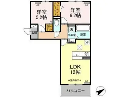 GRAND D-ROOM 豊田市浄水町伊保原 A棟(2LDK/1階)の間取り写真