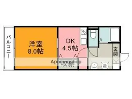 JR中央本線 春日井駅(名鉄) 徒歩23分 4階建 築28年(1DK/2階)の間取り写真