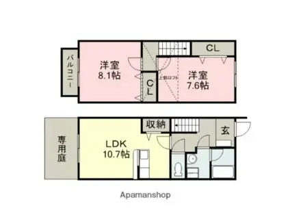 JR中央本線 高蔵寺駅 徒歩16分 2階建 築22年(2LDK)の間取り写真