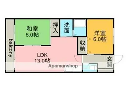 コンフォール高蔵寺(2LDK/1階)の間取り写真