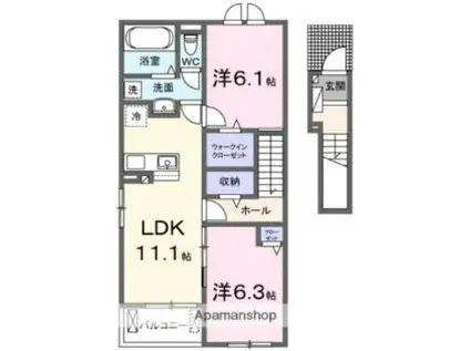 愛知環状鉄道 高蔵寺駅 徒歩27分 2階建 新築(2LDK/2階)の間取り写真
