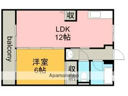 JR中央本線 春日井駅(名鉄) 徒歩10分 3階建 築49年(1LDK/3階)の間取り写真