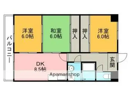 JR中央本線 勝川駅(東海交通) 徒歩13分 5階建 築29年(3DK/1階)の間取り写真