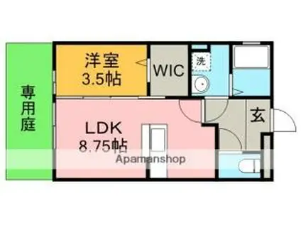JR中央本線 勝川駅(東海交通) 徒歩9分 2階建 築17年(1LDK/1階)の間取り写真