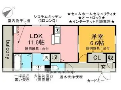 JR中央本線 勝川駅(東海交通) 徒歩15分 3階建 築9年(1LDK/3階)の間取り写真