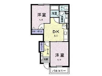 メゾン プランタン(2DK/1階)の間取り写真