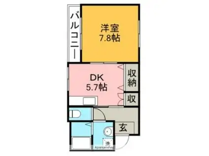 JR中央本線 勝川駅(東海交通) 徒歩5分 2階建 築22年(1DK/1階)の間取り写真