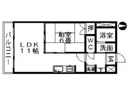 ガーデンヒルズ明正(1LDK/5階)の間取り写真