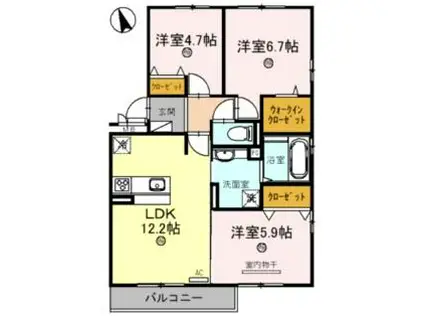 近江鉄道近江本線 水口駅 徒歩19分 3階建 築7年(3LDK/3階)の間取り写真