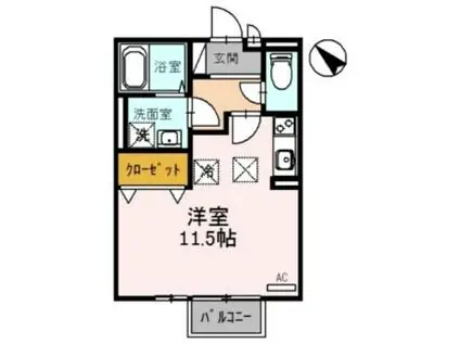 モナリエコートI(ワンルーム/1階)の間取り写真