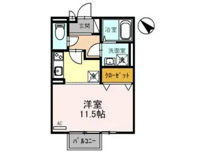 モナリエコートI(ワンルーム/2階)の間取り写真