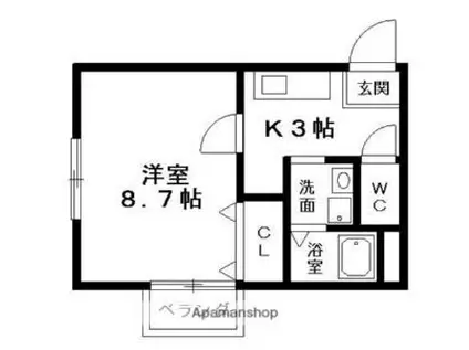 メディオ草津(1K/1階)の間取り写真