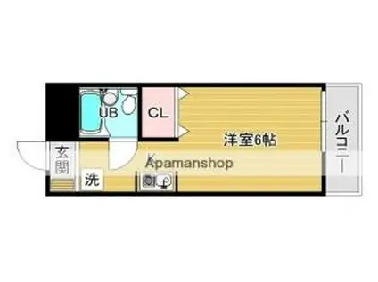 近鉄京都線 興戸駅 徒歩7分 2階建 築31年(ワンルーム/1階)の間取り写真