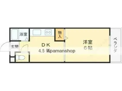 芥川ロイヤルマンション(1DK/4階)の間取り写真