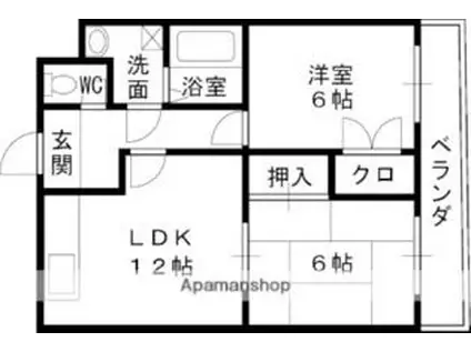 グランドメゾン(2LDK/3階)の間取り写真