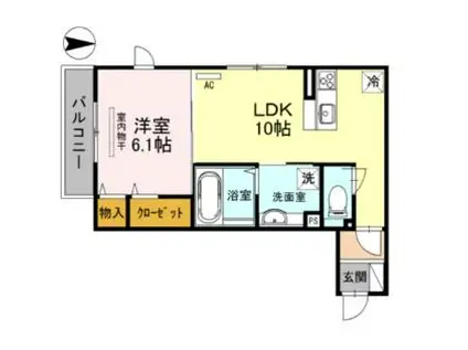 近鉄けいはんな線 吉田駅(大阪) 徒歩18分 2階建 築9年(1LDK/2階)の間取り写真