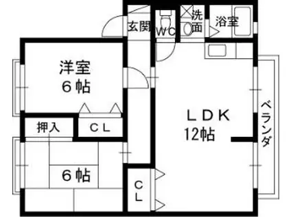 メゾンクレール(2LDK/1階)の間取り写真